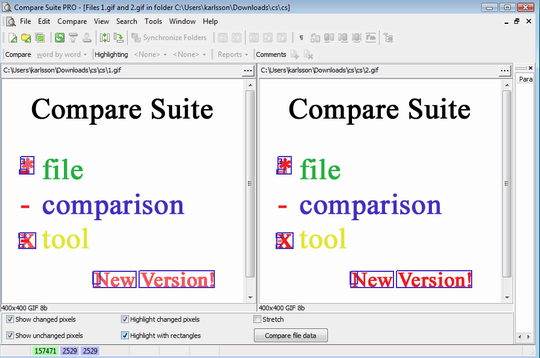 Compare jpg files with Compare Suite