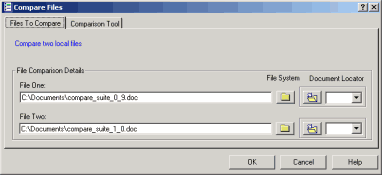 Specify two files to compare